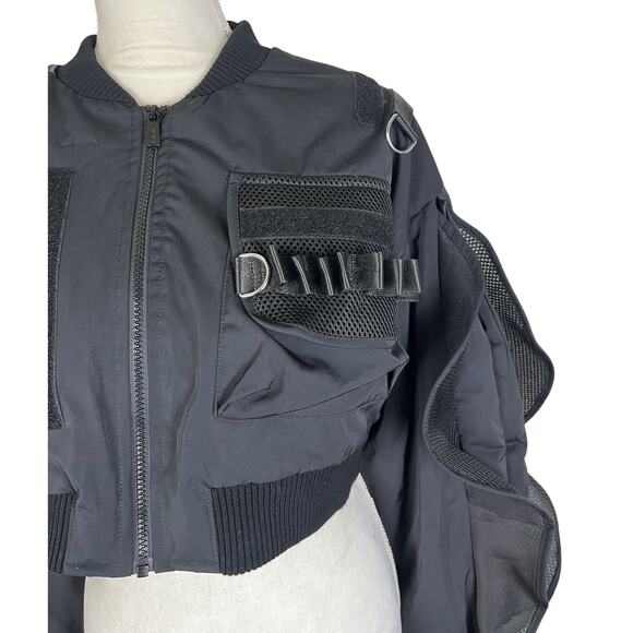 Namila Vulva Sleeve Crop Bomber Jacket Tactical Design Grunge Emo Size Large - Picture 10 of 15